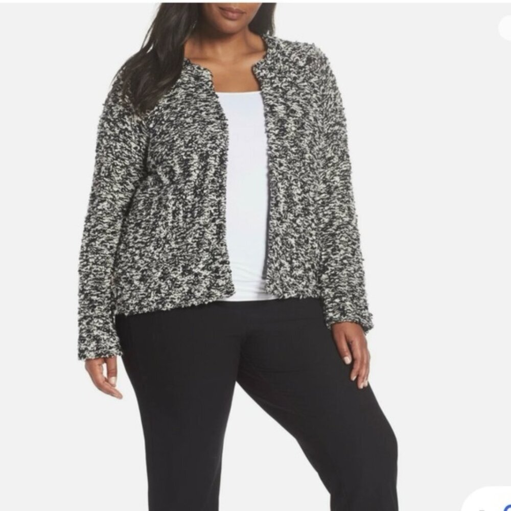 EILEEN FISHER Organic Cotton Jacket Cardigan Knit Soft Boucle Textured Shag 1X